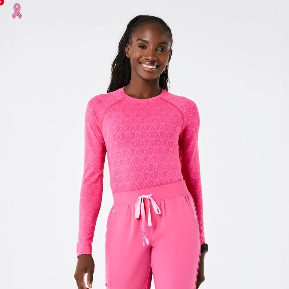 Figs Pink Long Sleeve Crewneck Top